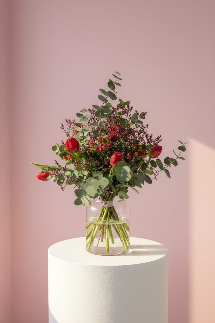 Ramo de tulipanes rojos