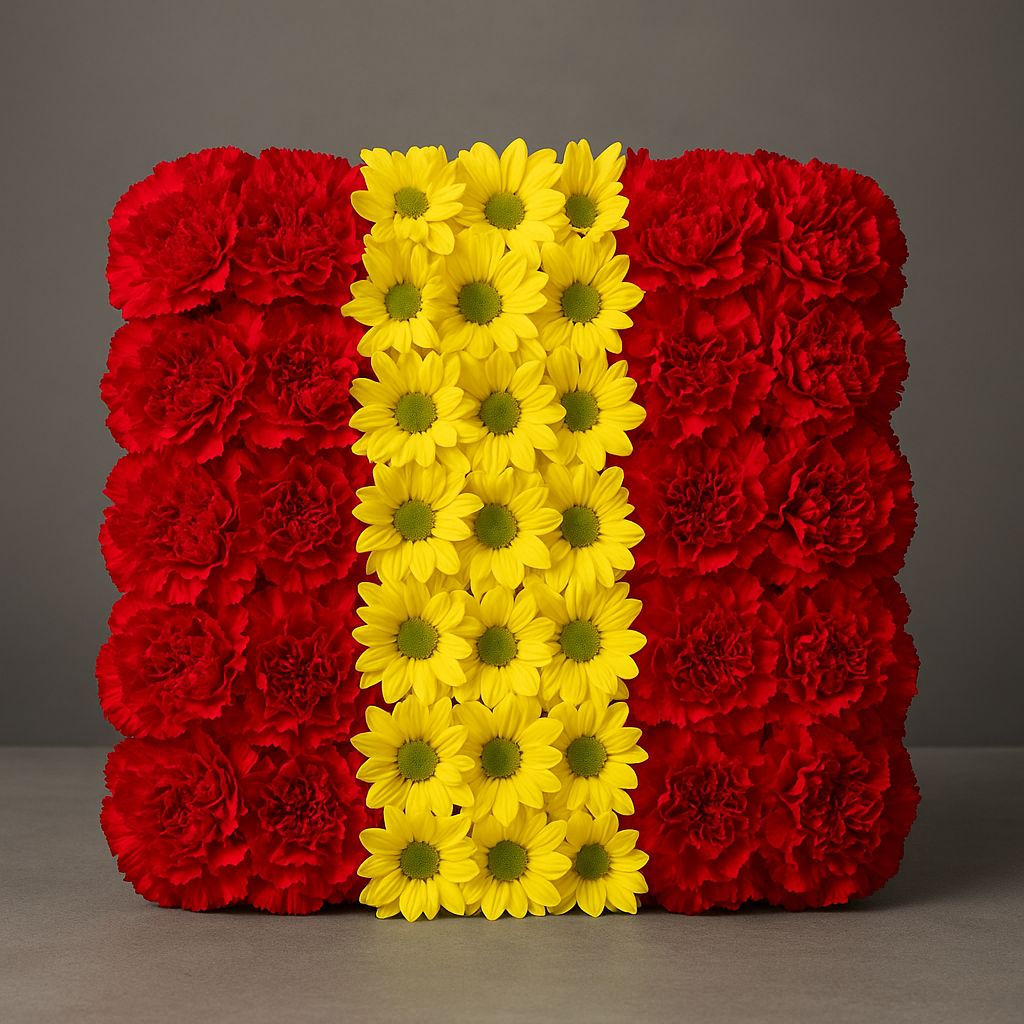 Bandera de España hecha con flores