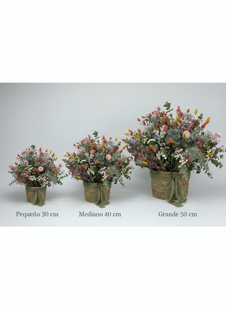 Cesto Silvestre de Flores Secas y Preservadas