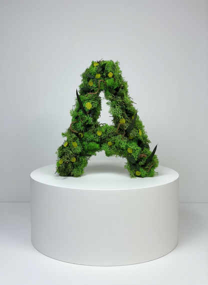Letra decorativa de césped en tonos verde ideal para regalo