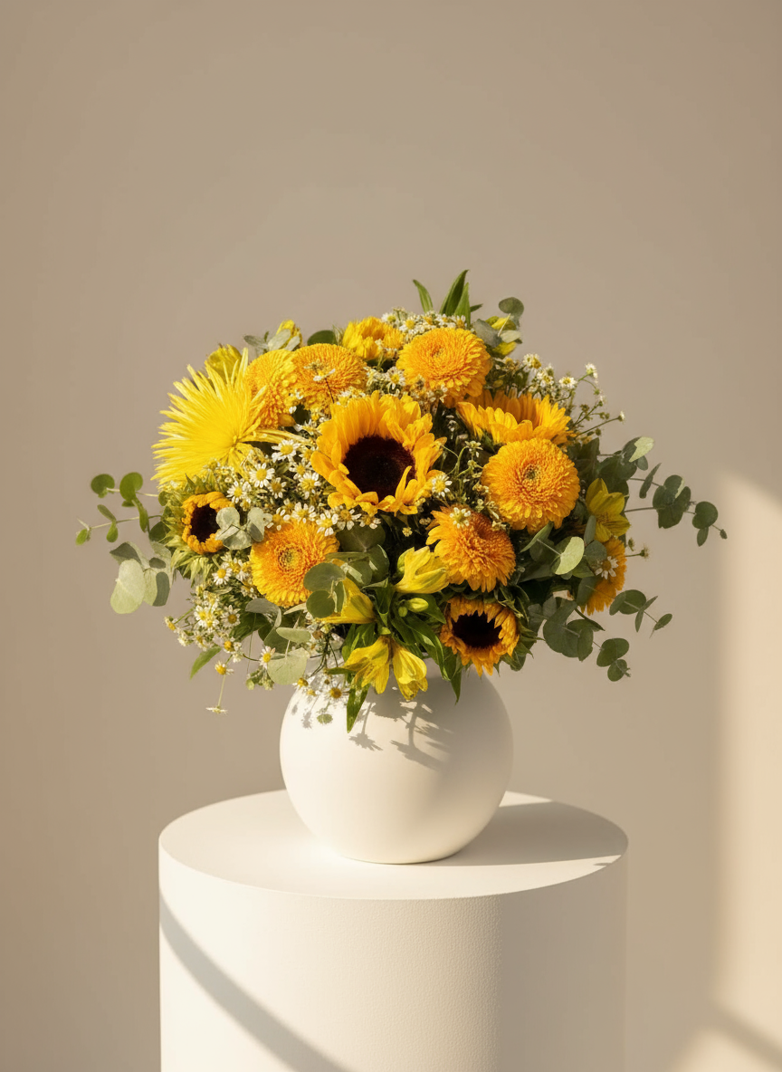 Ramo de girasoles en tono amarillo