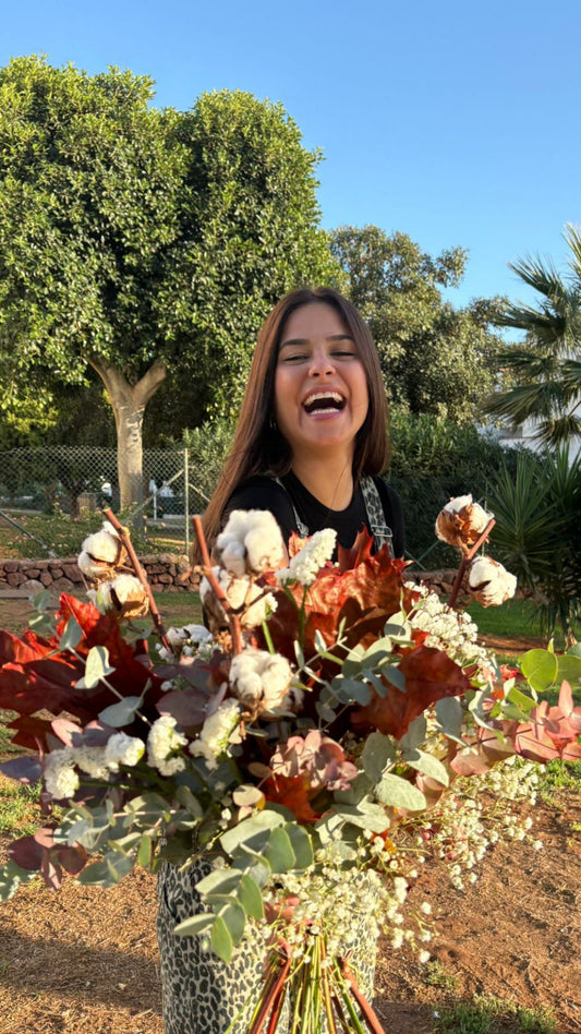 Ramo de otoño con algodón natural