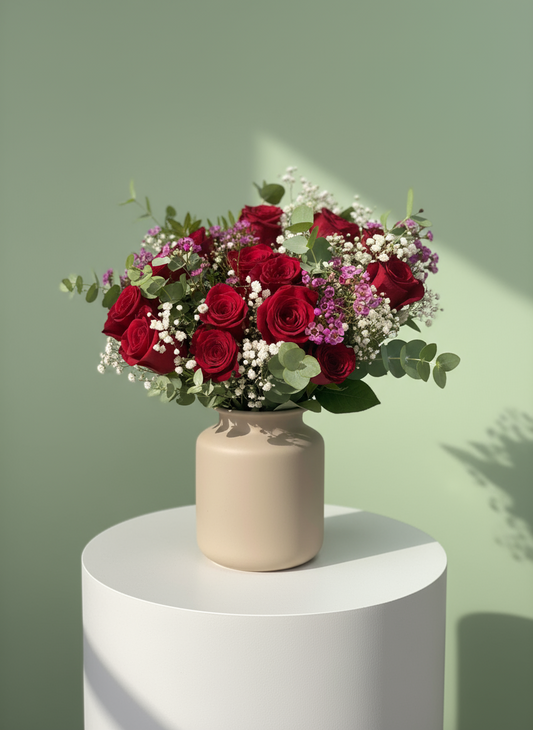 Ramo de rosas rojas románticas