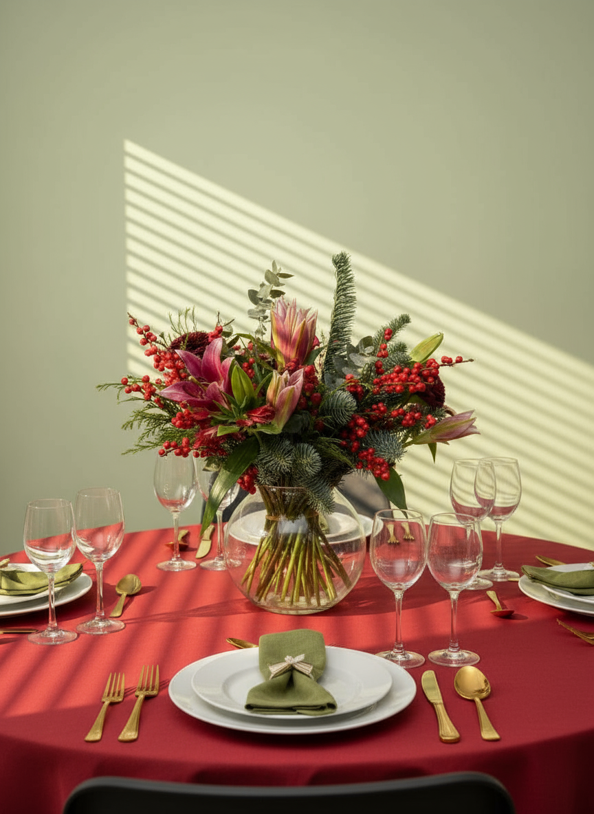 Precioso ramo navideño con flores naturales