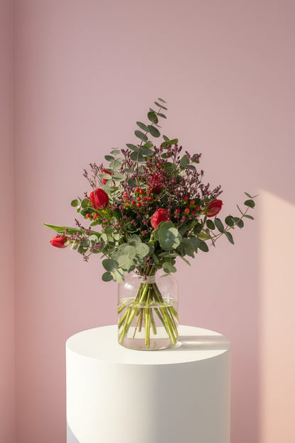 Ramo de tulipanes rojos