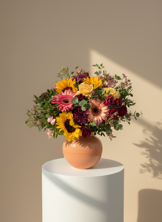 Ramo de diferentes colores con gerberas y girasoles